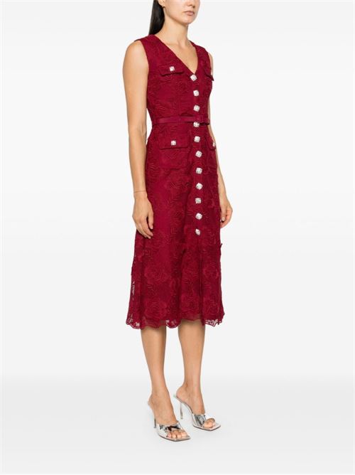 Midi dress with crystals SELF PORTRAIT | AW24009MABUBURGUNDY